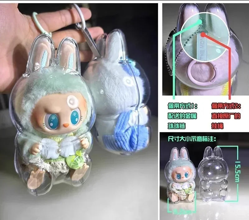 V1 V2 Labubu Protective Cover Labubu Protector Case Sitting Party Transparent Protective Shell Dust Cover Doll Transparent Cover - Lootquake