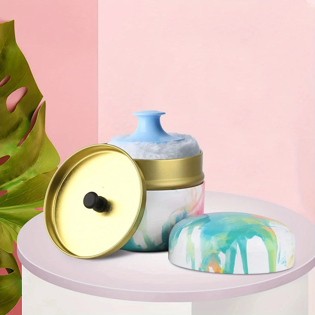 Powder Puff and Powder Container for Body Dusting Powder Case with Puff fo Women Loose Powder Containers with Puff for Travel