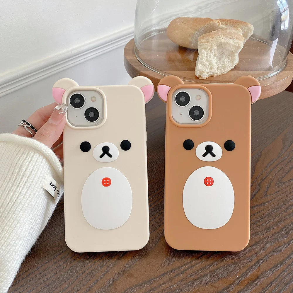 Funda de silicona suave para teléfono con diseño de oso Rilakkuma de dibujos animados