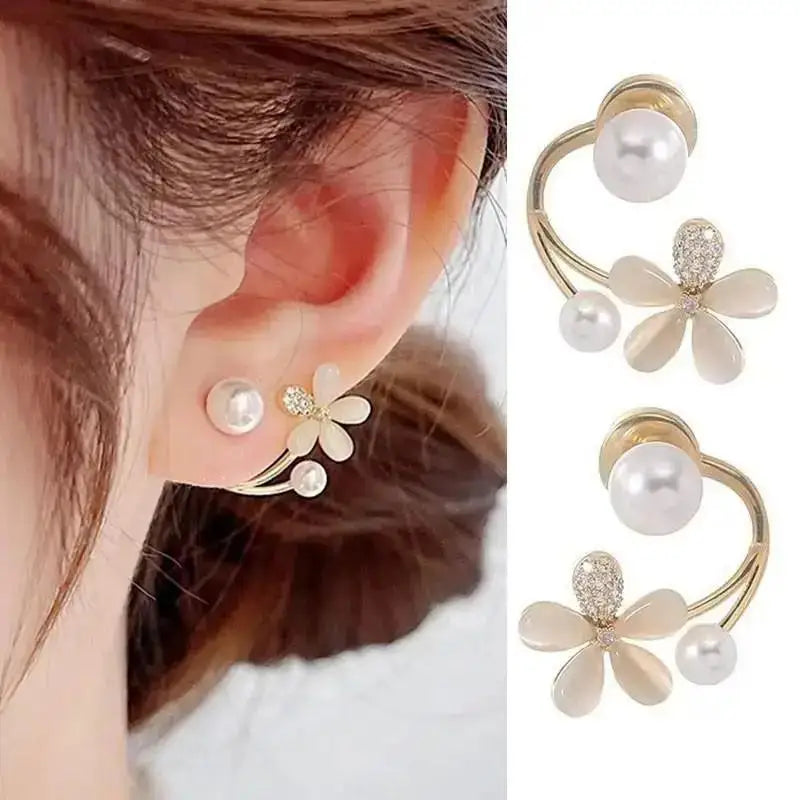 Boucles d'oreilles à tige en argent 925, motif fleur de camélia, tendance coréenne, bijoux pour femmes, noir et blanc, cadeau idéal, 2025