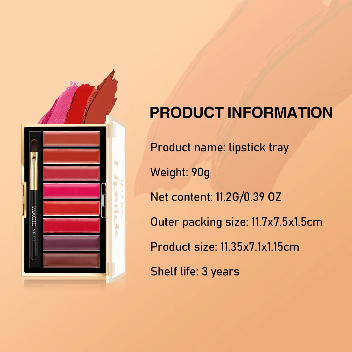 Palette de rouges à lèvres IMAGIC 8 couleurs, hydratant, mat, velours, longue tenue, waterproof, pigments, maquillage des lèvres