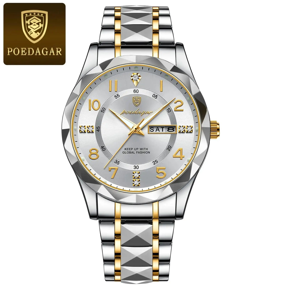 POEDAGAR Luxury Business Men's Wristwatch Stainless Steel Date Week Man Watch Waterproof Luminous Fashion Quartz Watches For Men - Lootquake