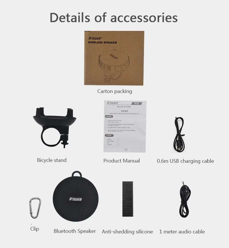 Caja de sonido inalámbrica portátil con Bluetooth para bicicleta con soporte para altavoz de manillar, subwoofer impermeable para scooter al aire libre