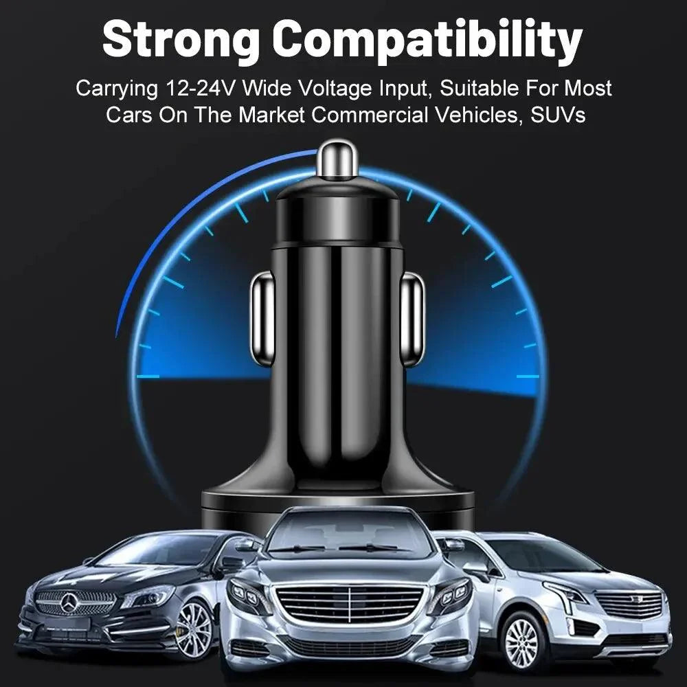 66-250W PD Car Charger QC3.0 Fast Charge with Digital Display 4USB and 2PD Ports for Car Cigarette Lighter Plug
