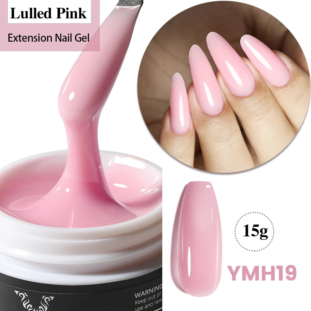 Esmalte de uñas en gel YOKEFELLOW de 15 g, color rosa nude, transparente, para construcción, extensión, remojo, UV LED, acrílico.