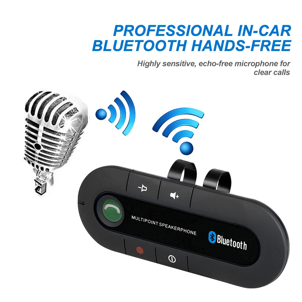 Kit mains libres Bluetooth pour voiture, clip pare-soleil, récepteur audio sans fil, haut-parleur stéréo sans fil, lecteur de musique MP3