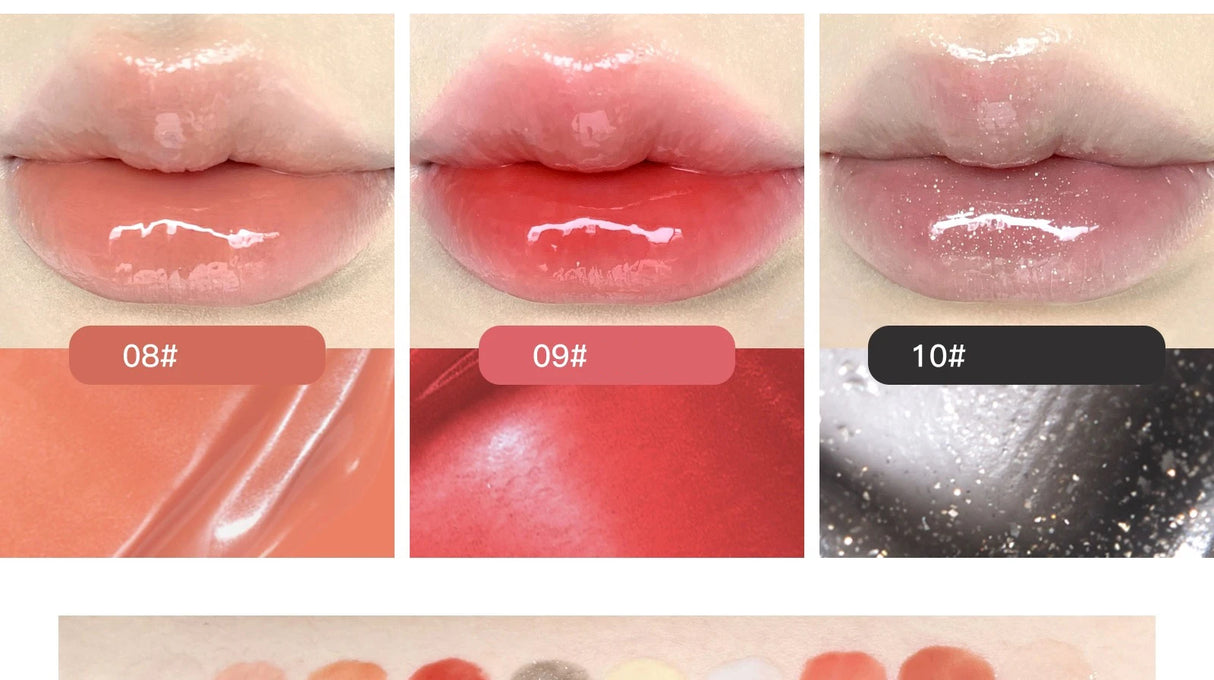 FLORTTE 10-Color Lip Palette Lip Gloss and Lipstick Glossy Moisturizing Pigmented Multifunctional Easy to Apply