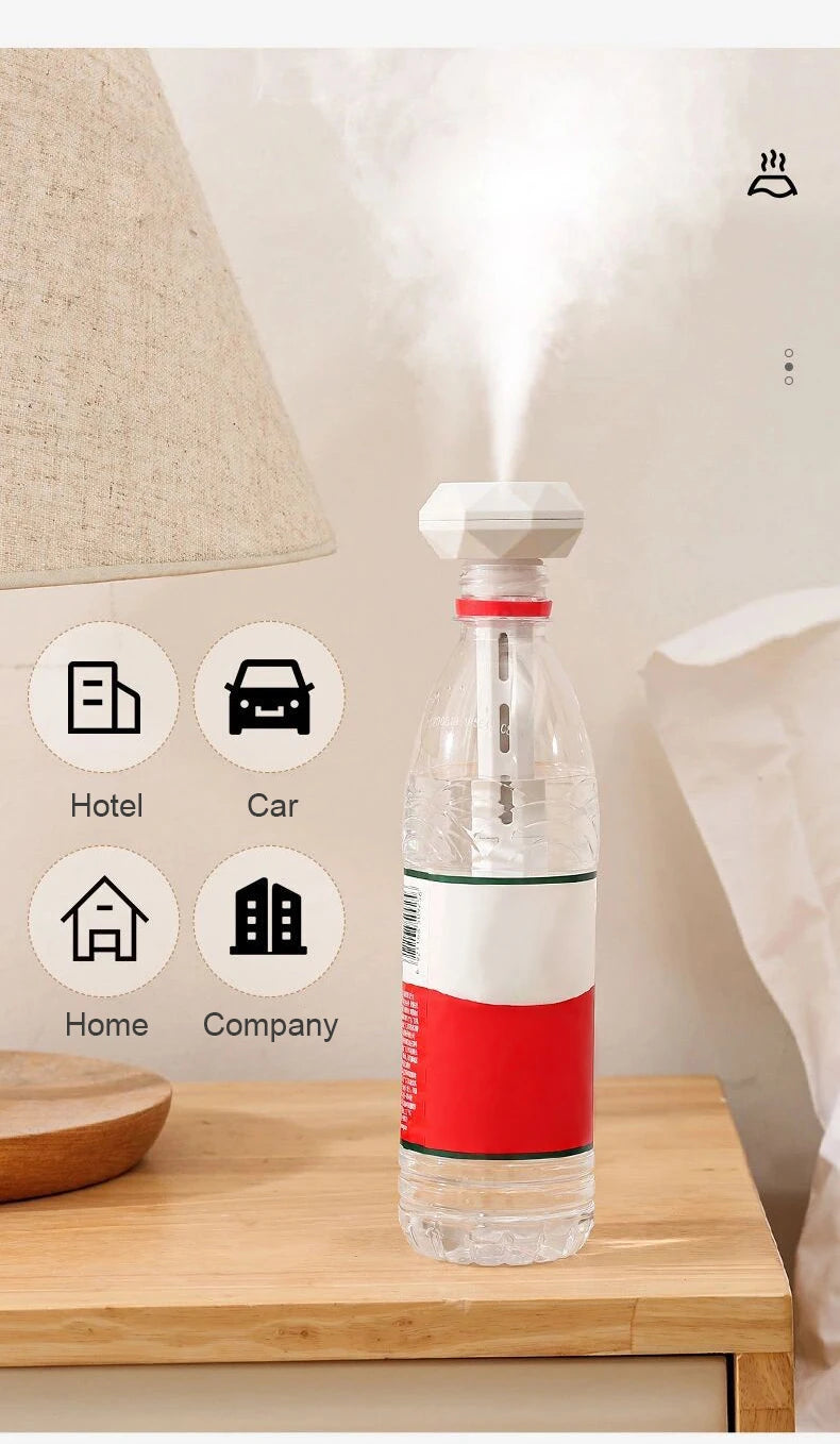 Humidificateur d'air à lampe LED, diffuseur d'huiles essentielles USB, purificateur de voiture, brumisateur d'arômes anioniques avec lumière romantique, humidificateur portable