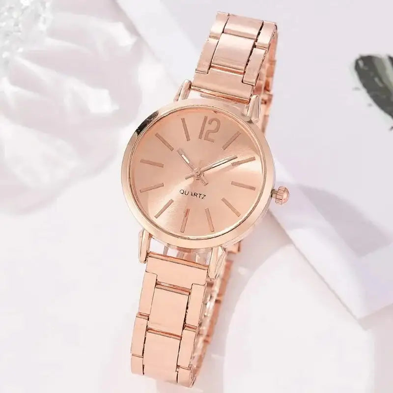2pcs Set Watch Luxury Women Simple Dial Hollow Strap Fashion Gold Bracelet Quartz Wristwatch Student Ladies Watches Reloj Mujer - Lootquake