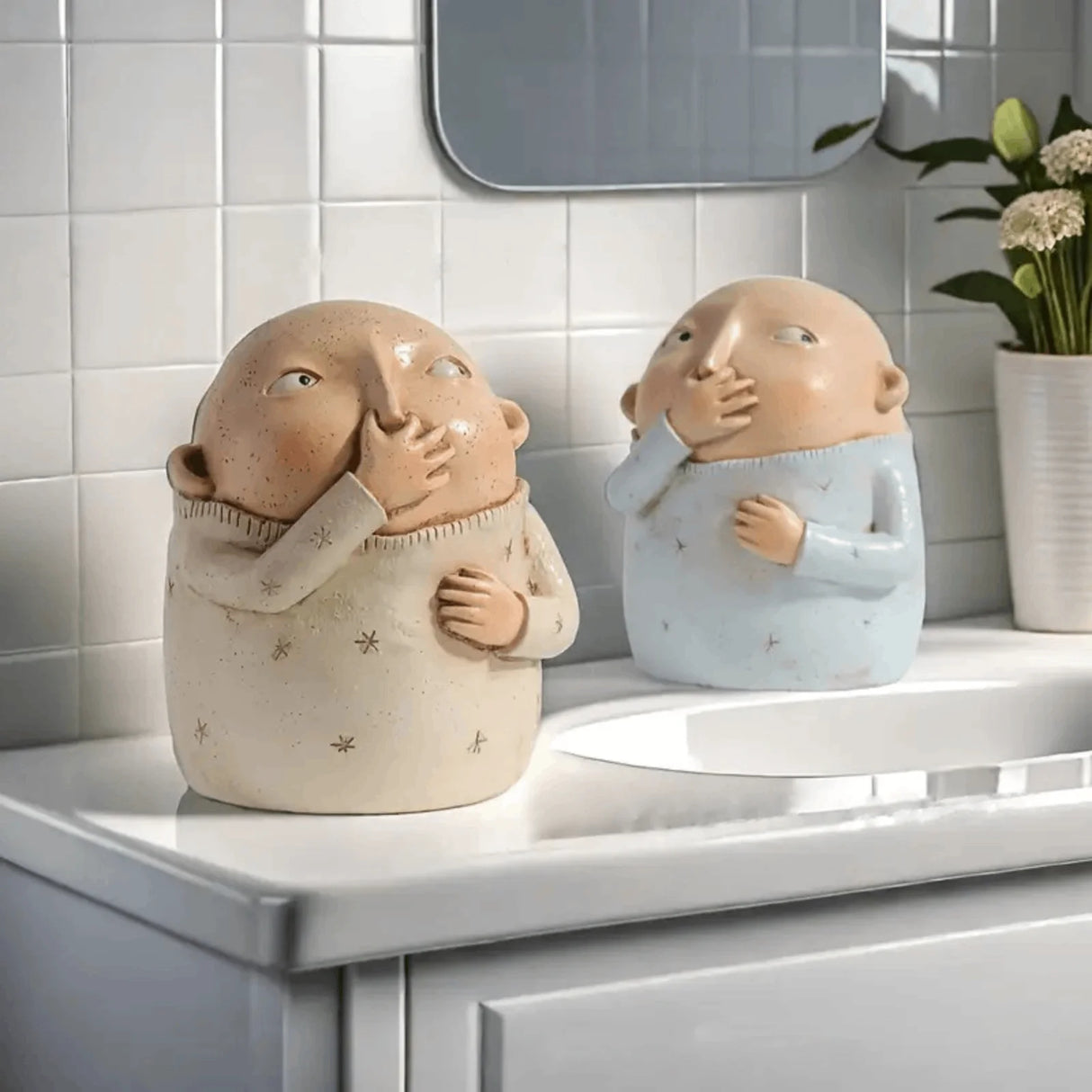 Resin Sculpture Boy Holding Nose Statue For Bathroom Funny Statue Weird Decor Creative Modern Resin Sculpture Gift Ornaments