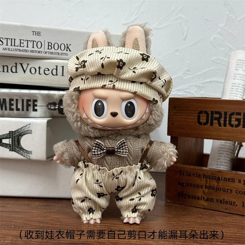 Vêtements de poupée LABUBU 17 cm, accessoires pour Labubu V1 V2, salopette rayée, chapeaux, lunettes, chaussures, vêtements cool et élégants, cadeau