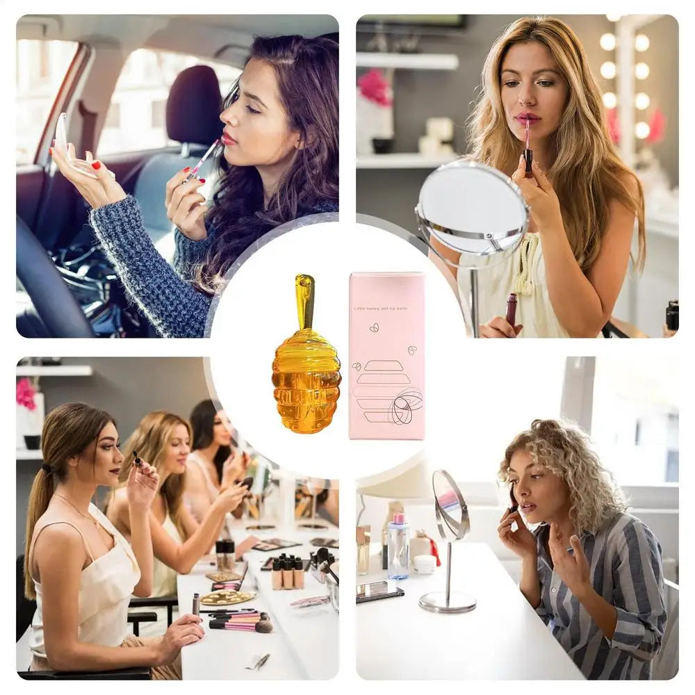 Huile à lèvres Lovely Honey Pot, brillant à lèvres, baume à lèvres hydratant pour le soin des lèvres, huile à lèvres transparente hydratante, rouge à lèvres liquide