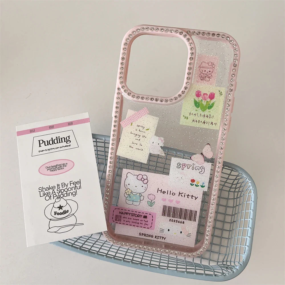 Funda para teléfono con etiqueta de código de barras de tendencia actual, linda funda para teléfono de Hello Kitty para la vida diaria.