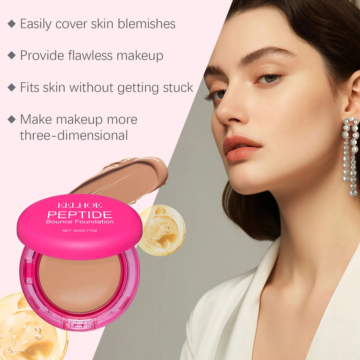 EELHOE Flawless Foundation Cream Waterproof Glow Skin Oil Control Full Coverage Makeup Cosmetics Brightening Face Foundation 20g