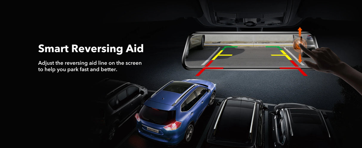 WOLFBOX G930 10 Inch Wifi Dash Camera 4K Car DVR FOV 140 Mirror Camera Dash Cam Car 24H Parking View Touch Screen Video Recorder