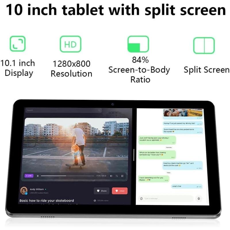 Tablette PC Android 11 T2050B 10,1 pouces, 2 Go de RAM, 64 Go de ROM, processeur Quad-Core UMS312, 1,3 GHz, double caméra, Wi-Fi
