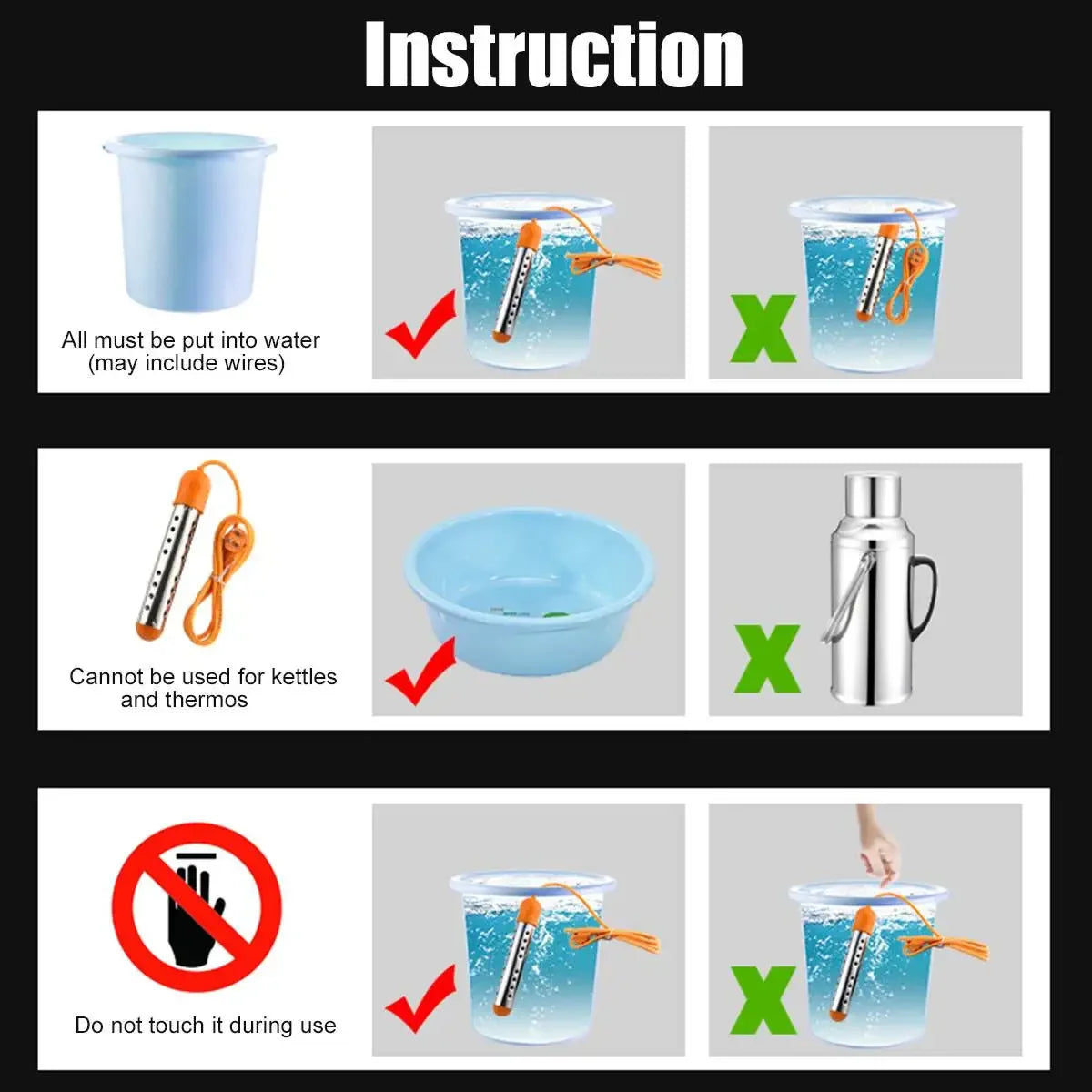 Chauffe-eau électrique flottant 3 000 W, 220 V, avec arrêt automatique, suspension par immersion, pour salle de bain, piscine