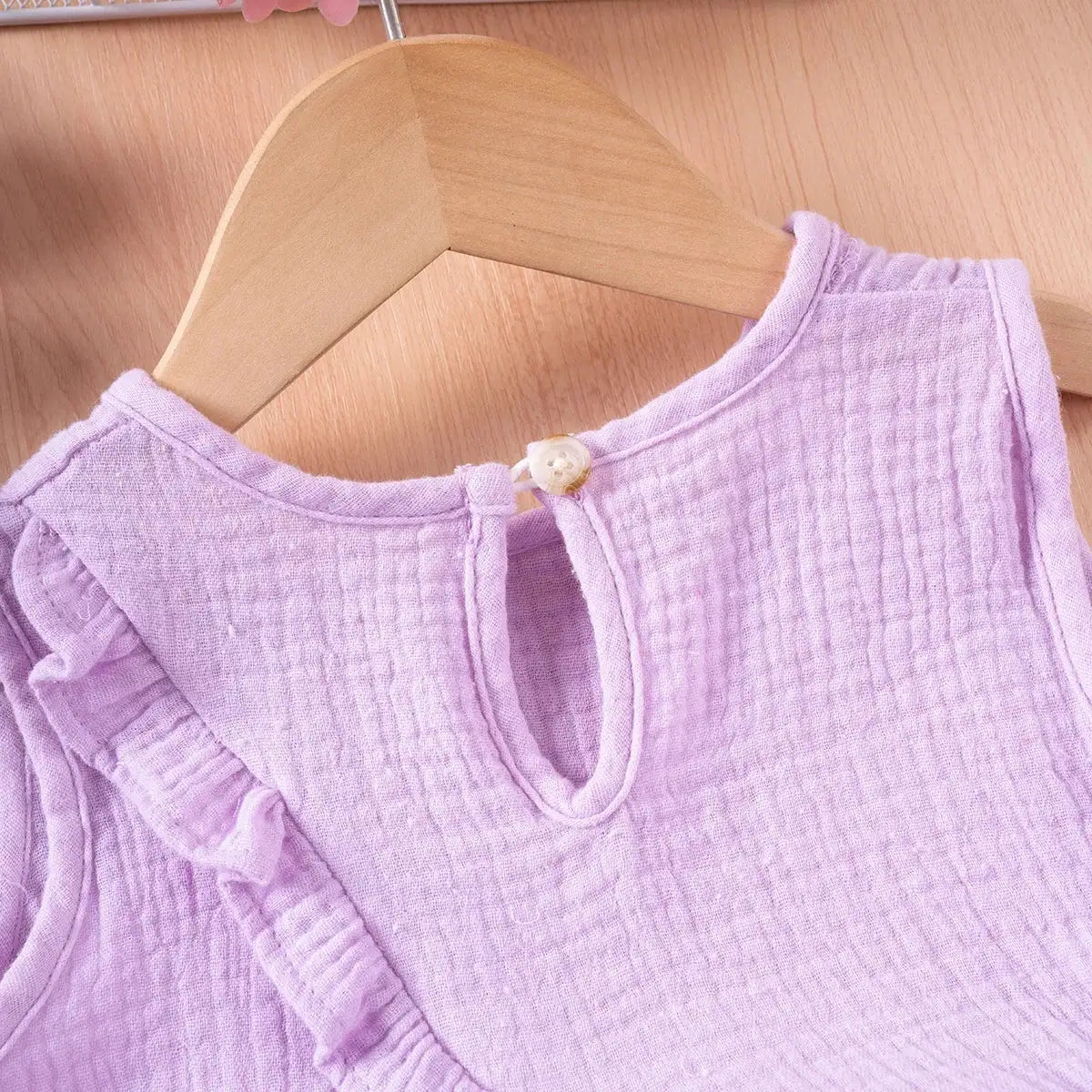 Summer Kids Cotton Casual 2pcs Toddler Girls Solid Color Sleeveless Top + Ruffle Pants Set Comfortable Fashion Hot Sale - Lootquake