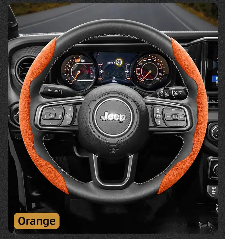 For Jeep Suede Snap-on Steering Wheel Cover Fit Renegade Compass Wrangler Jk Jl Grand Cherokee Wk2 Accessories Wj Portachiavi - Lootquake