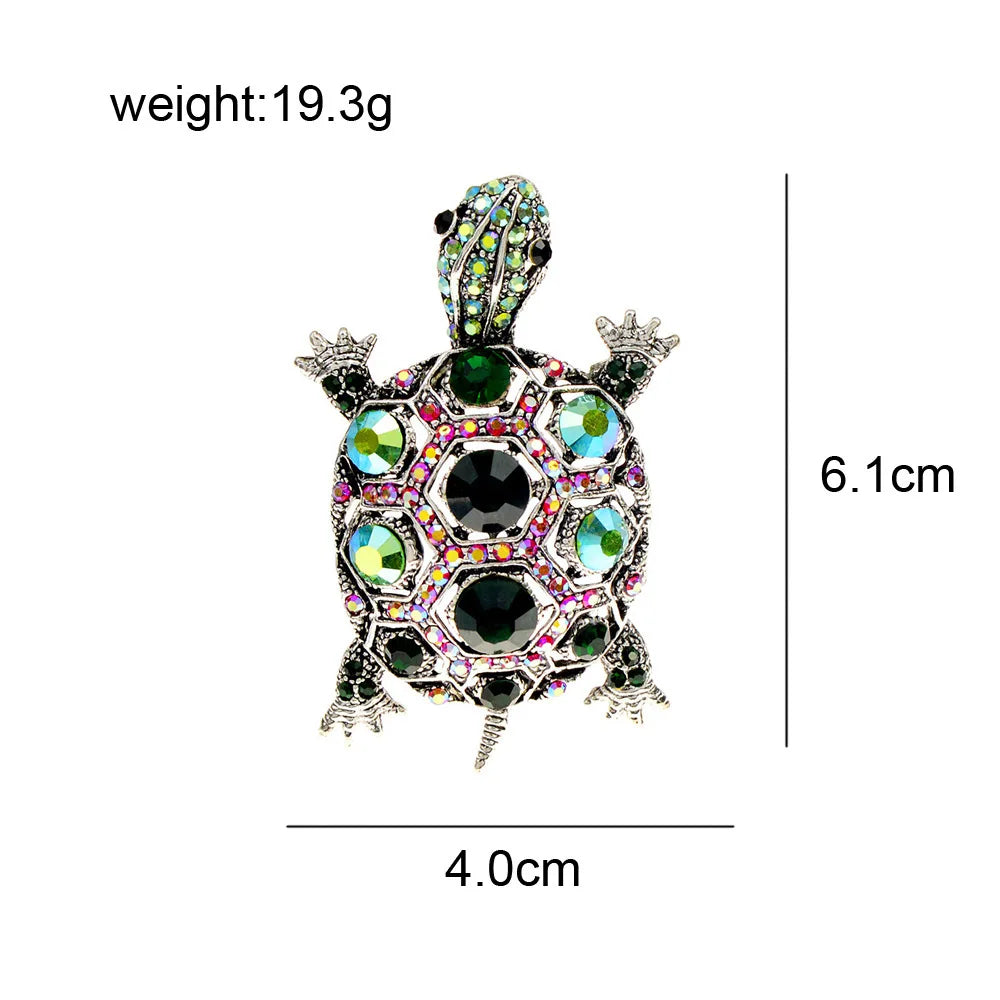 Diamond inlaid fashionable retro little turtle brooch - Lootquake