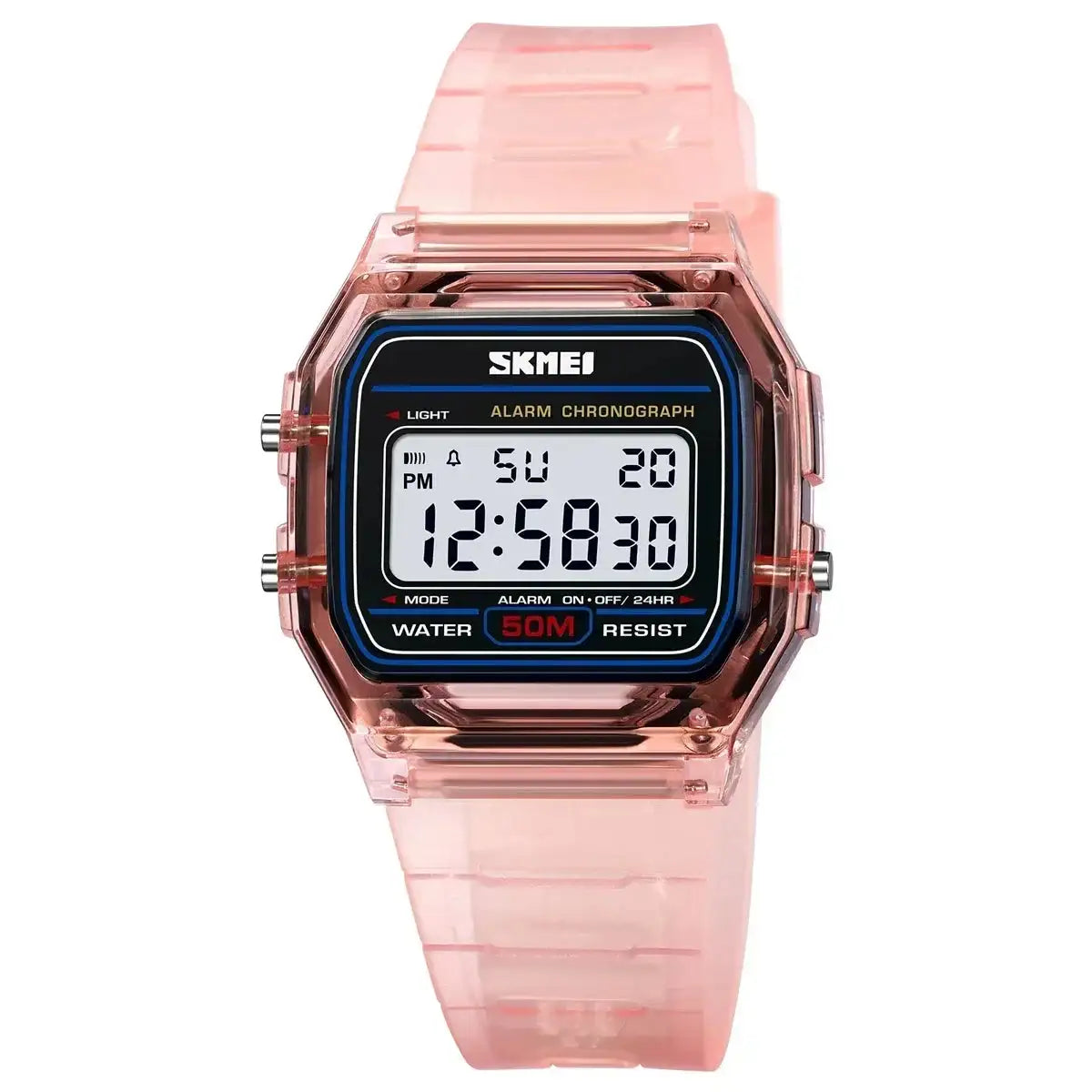 SKMEI Transparent TPU Strap Ladies Wristwatch Shockproof Back Light Display Stopwatch Digital Watches Women 2056 reloj mujer - Lootquake