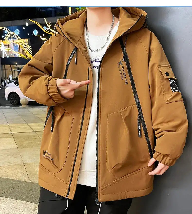 2023 Winter Thicken Fleece Hooded Jackets Mens Waterproof Warm Coats Windbreaker Outwear Males Outdoor - Lootquake