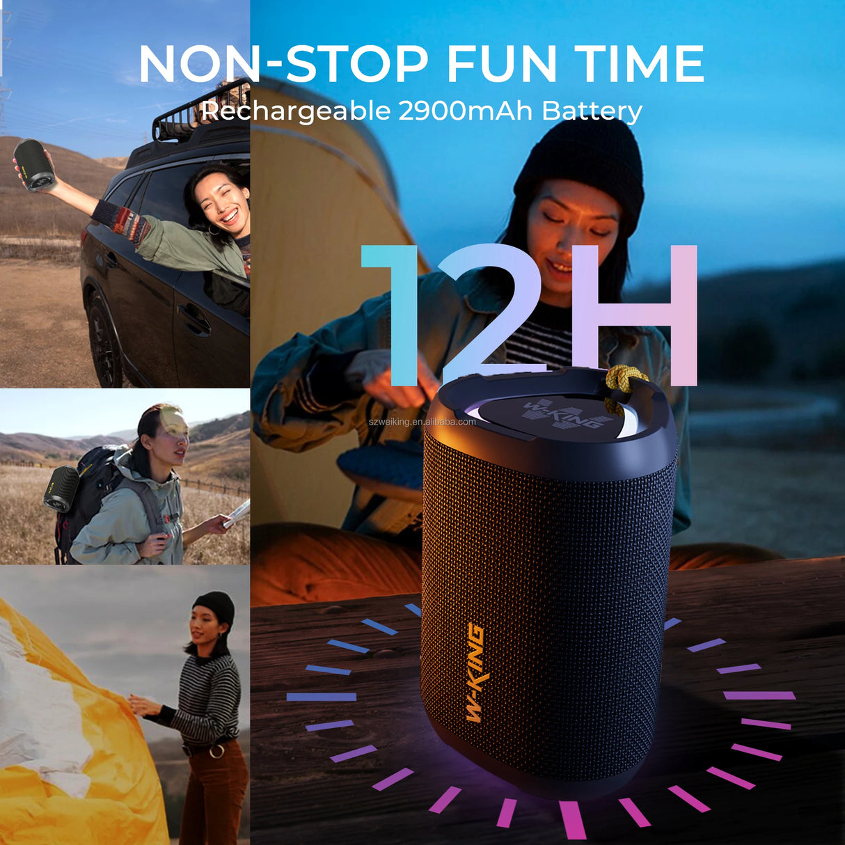 Enceinte Bluetooth avec écran LED, basses puissantes et puissance de 15 W, étanche IPX7, idéale pour les fêtes en plein air