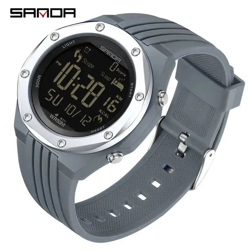 SANDA 6117 New 2023 Step Calorimeter Single Display Electronic Watch Simple Nightlight Waterproof Sports Electronic Watch - Lootquake