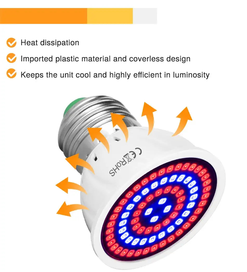 60/126/200 LED Grow Light Bulbs E27 Full Spectrum Grow Lamp Red Blue LED For Plants Indoor Hydro Flower Veg Grow Tent Phytolamp - Lootquake