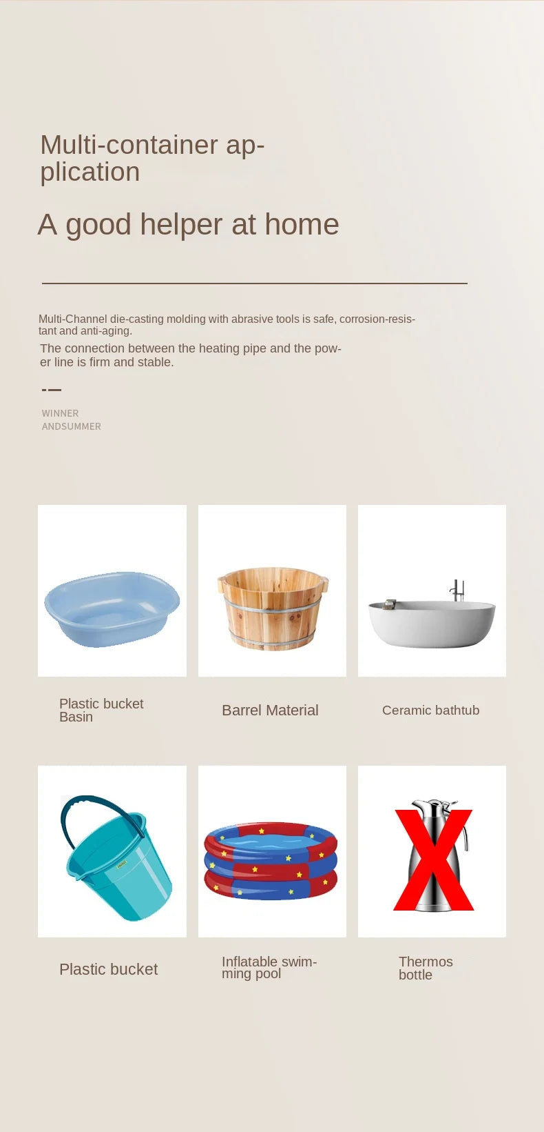 Chauffe-eau électrique portable 110 V/220 V, appareil de chauffage rapide