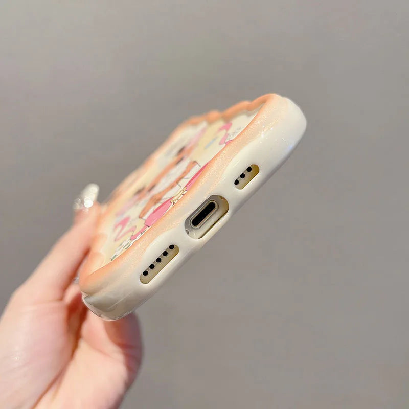 Bonita funda para teléfono con orejas de alce de goma y ojos de polvo de hadas