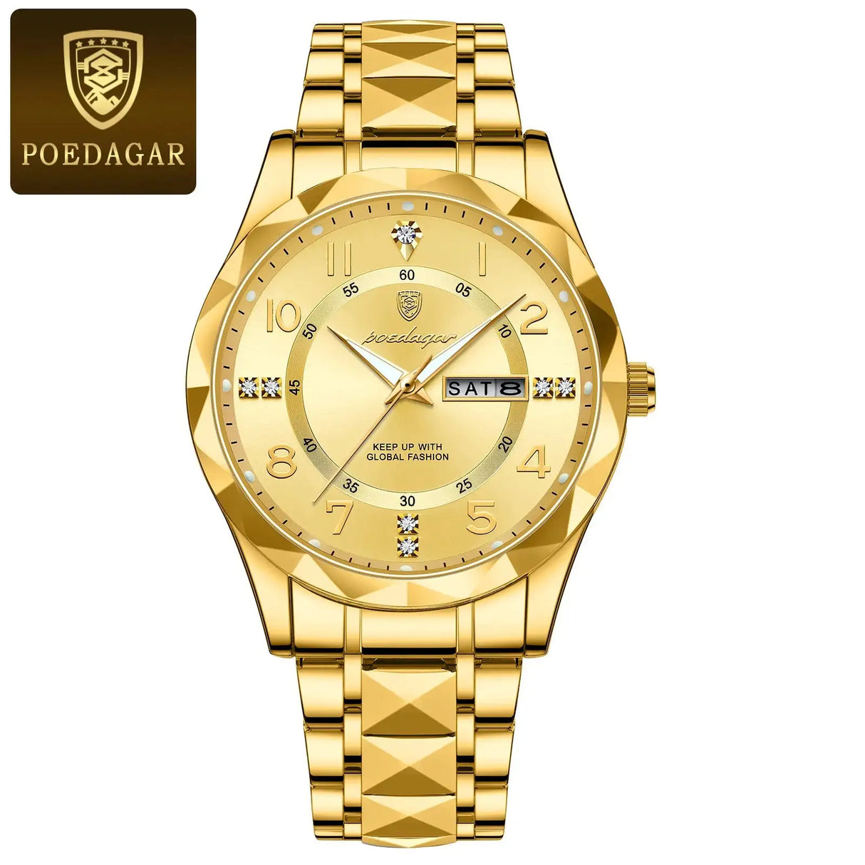 POEDAGAR Luxury Business Men's Wristwatch Stainless Steel Date Week Man Watch Waterproof Luminous Fashion Quartz Watches For Men - Lootquake