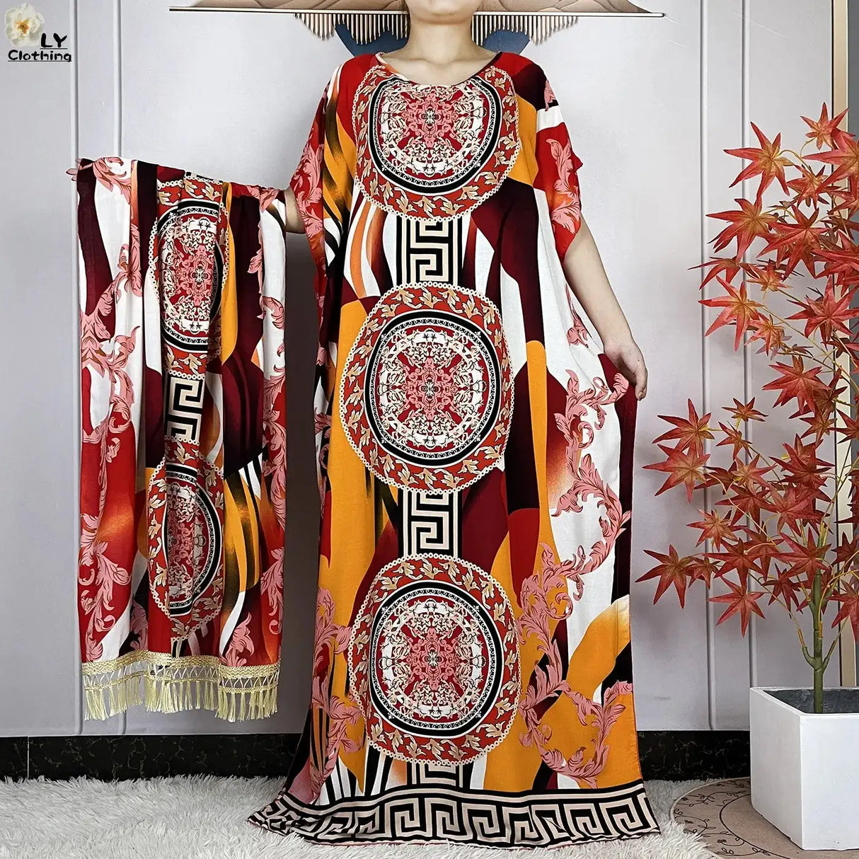 2024 Latest Muslim Sets Women Clothing Cotton Floral Loose Dashiki Long Dress African Abaya Dubai Traditional Islamic Clothing