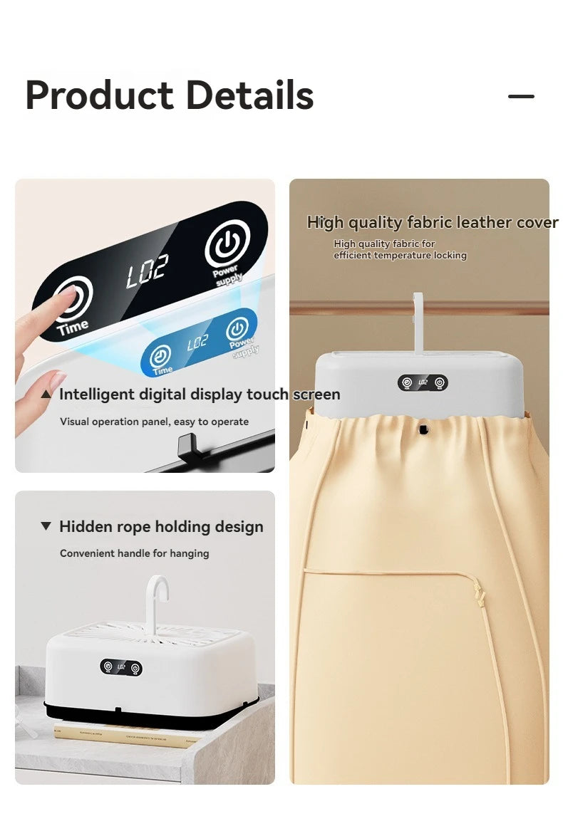 Mini sèche-linge portable pliable et électrique, intelligent, à séchage rapide et minuté, avec sac de séchage, compact et de voyage