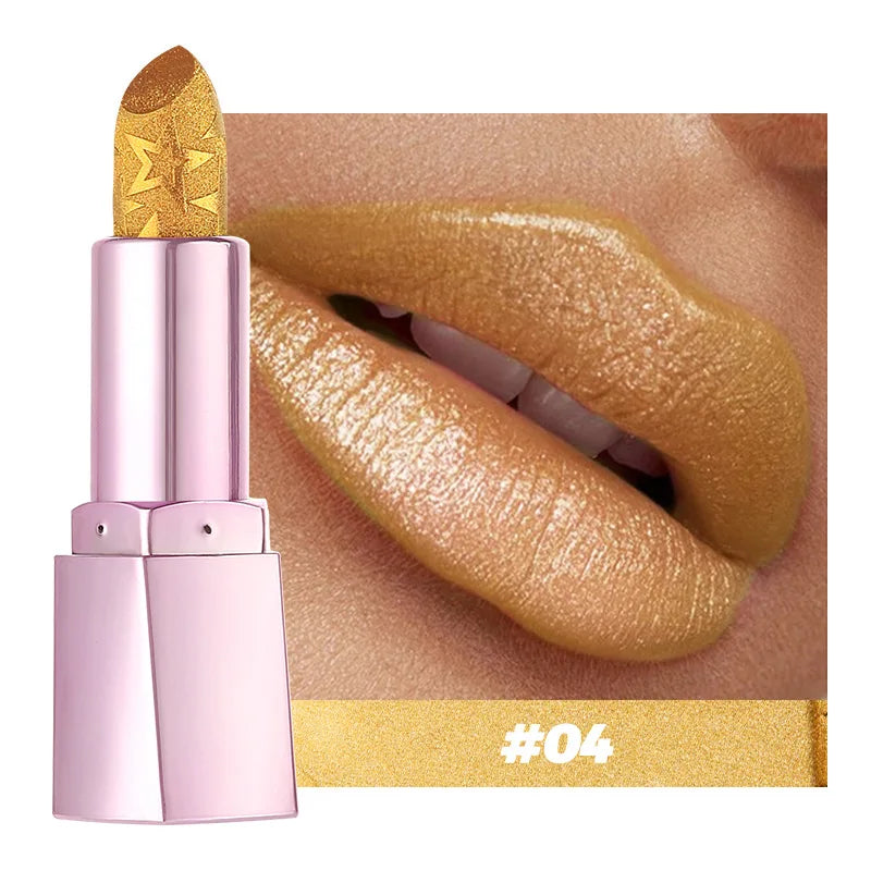 Lápiz labial brillante con brillo perlado, hidratante y de alto brillo, duradero y no pegajoso, maquillaje sensual con efecto perlado.