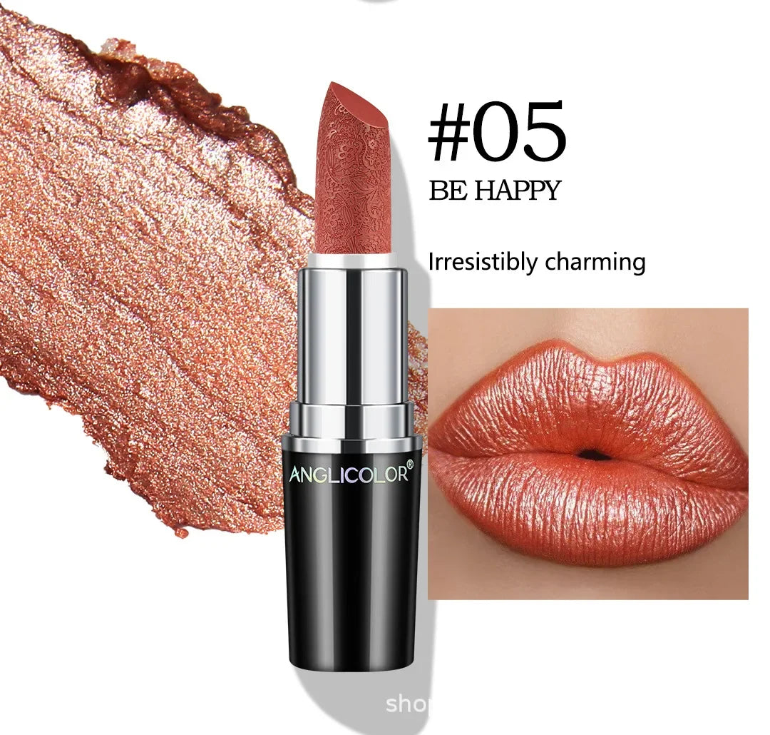 Fine Glitter Lipstick, Quicksand Gold Lipstick Non-sticky Non-fading Lipstick Pearlescent Long-lasting Silky Mermaid Lipstick
