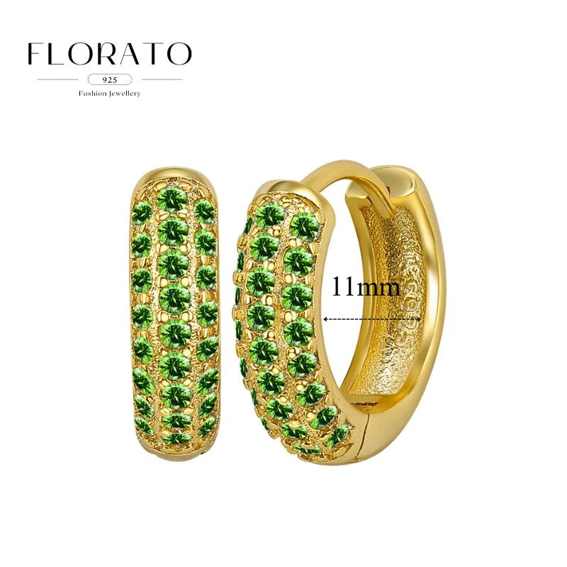 Boucles d'oreilles créoles en argent sterling 925, micro-serties, demi-cercles en zircone, géométriques, de luxe, bijoux tendance, cadeau, vente en gros