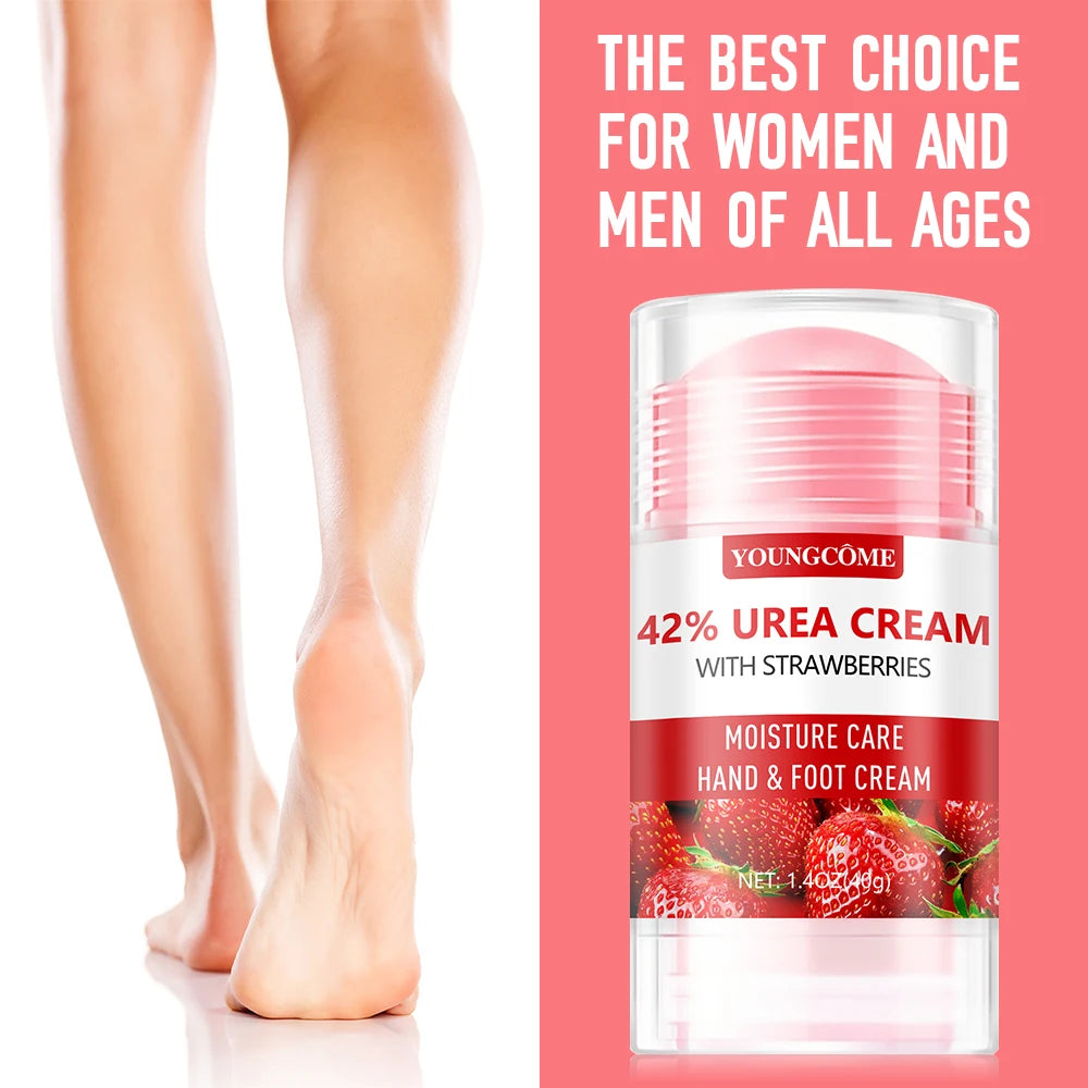 Crema de urea Crema de fresa para manos y pies Previene la sequedad y el agrietamiento de manos y pies Hidrata profundamente Exfolia Cuidado calmante de la piel