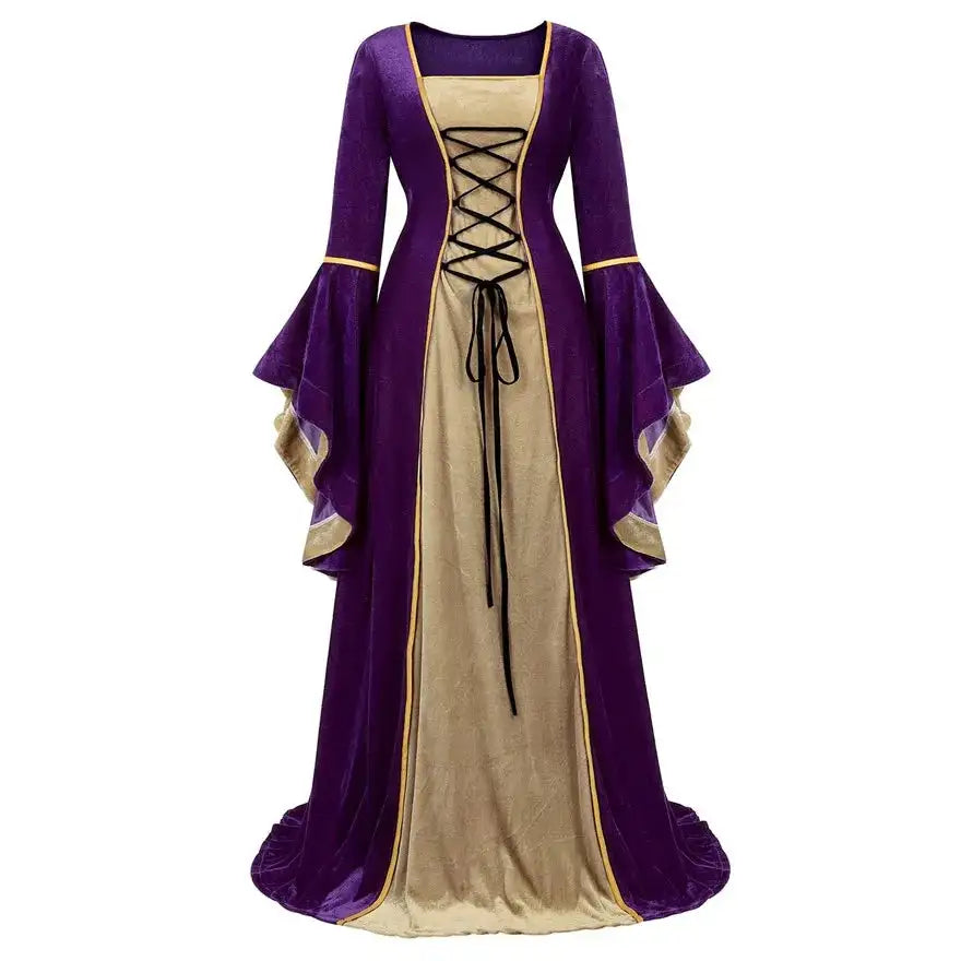 Medieval Renaissance Velvet Long Dress Women Victorian Retro Fancy Gown Halloween Cosplay Costume Plus Size - Lootquake