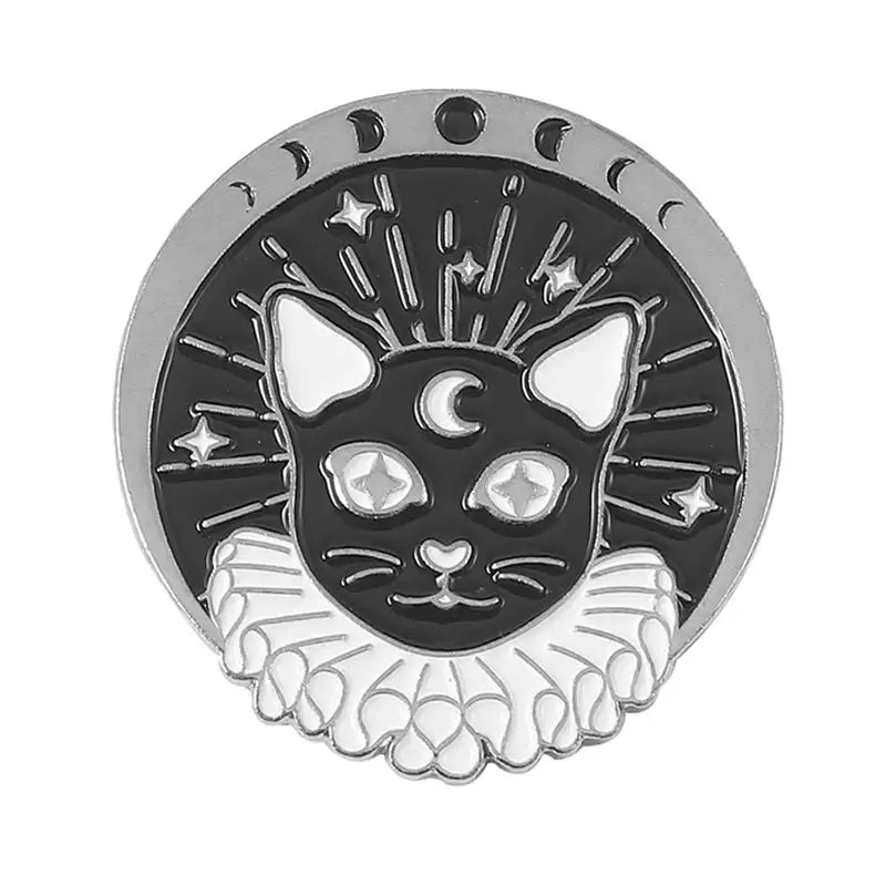Punk Style Brooch Skull Rose Heart Brooch Halloween Cat Head Compass Wizard Hat Black Cat Alloy Brooches Enamel Badge Lapel Pins