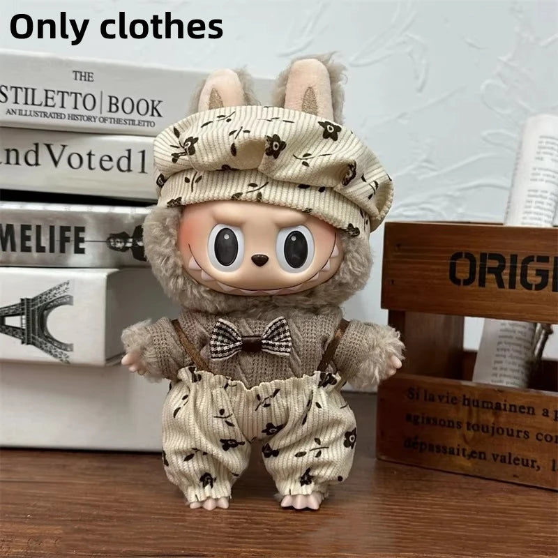 Vêtements de poupée LABUBU 17 cm, accessoires pour Labubu V1 V2, salopette rayée, chapeaux, lunettes, chaussures, vêtements cool et élégants, cadeau