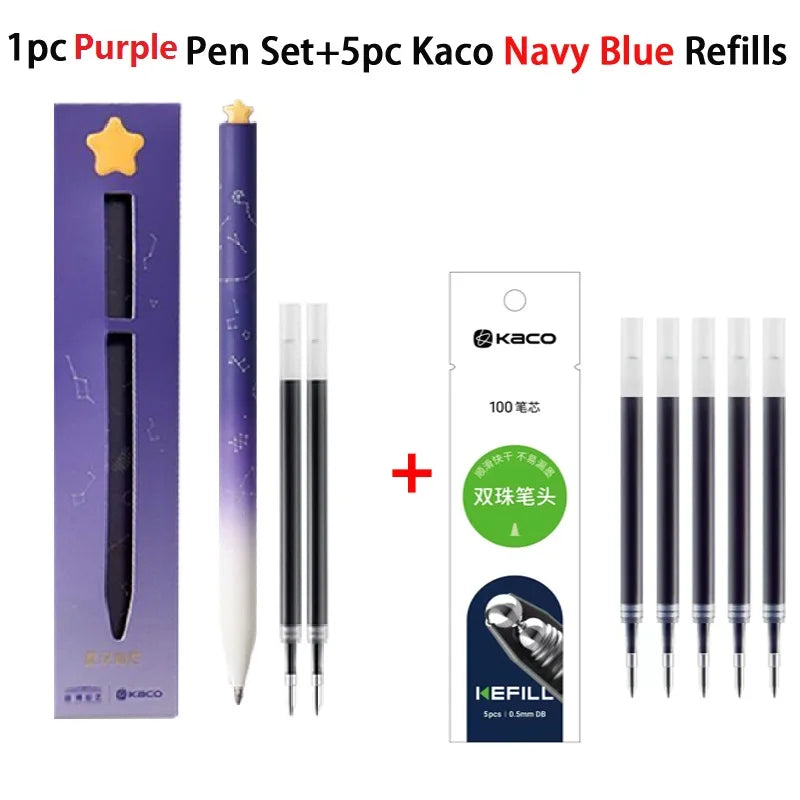 Juegos de bolígrafos de gel KACO, útiles escolares y de oficina para niños, de 0,5 mm de alta capacidad, con forma de corazón o signo del zodiaco, artículos de escritura, regalos de amor, artículos bonitos.
