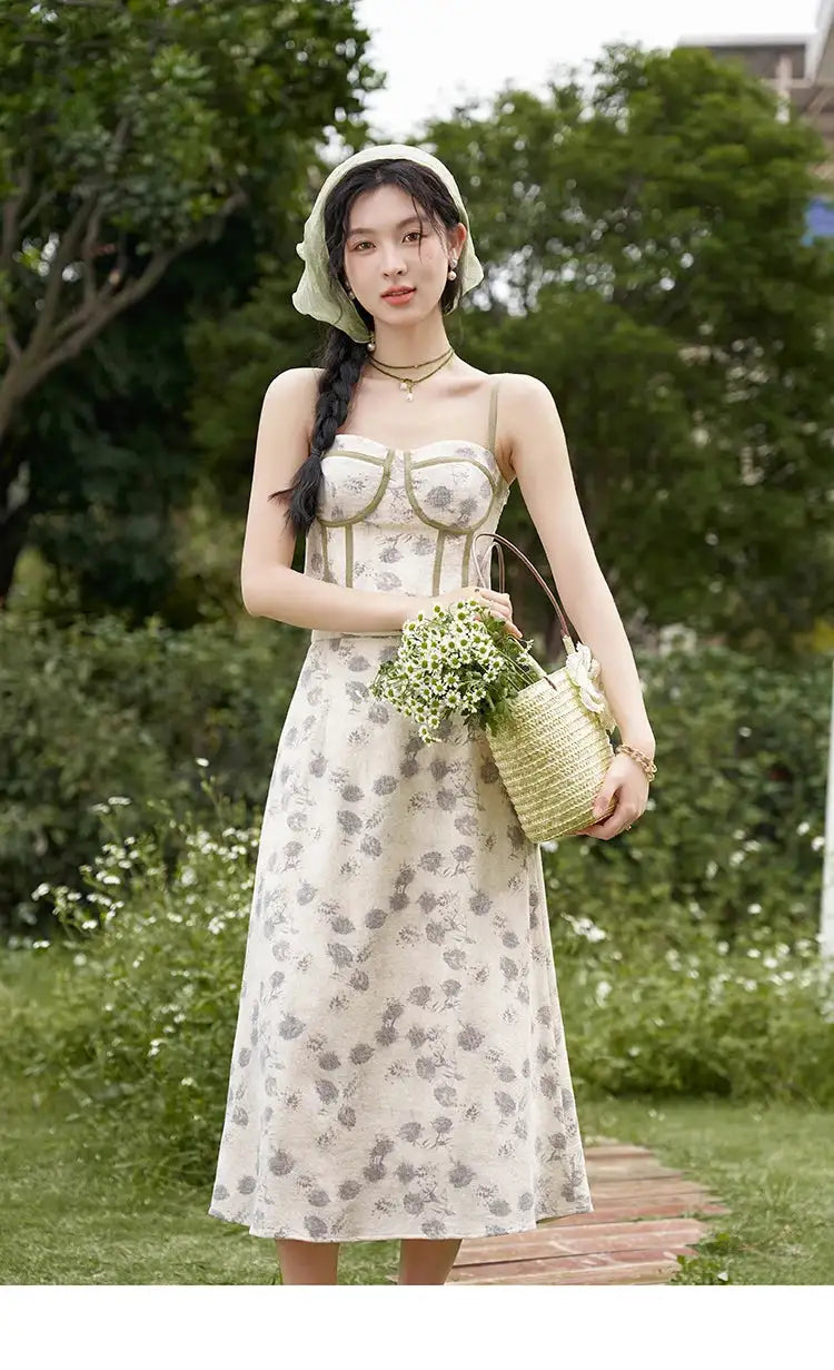 MISHOW Floral Camisole Skirt Separately Summer Adjustable Shoulder Straps Sleeveless Top Back Elastic Waist Skirts MXD14D0026 - Lootquake