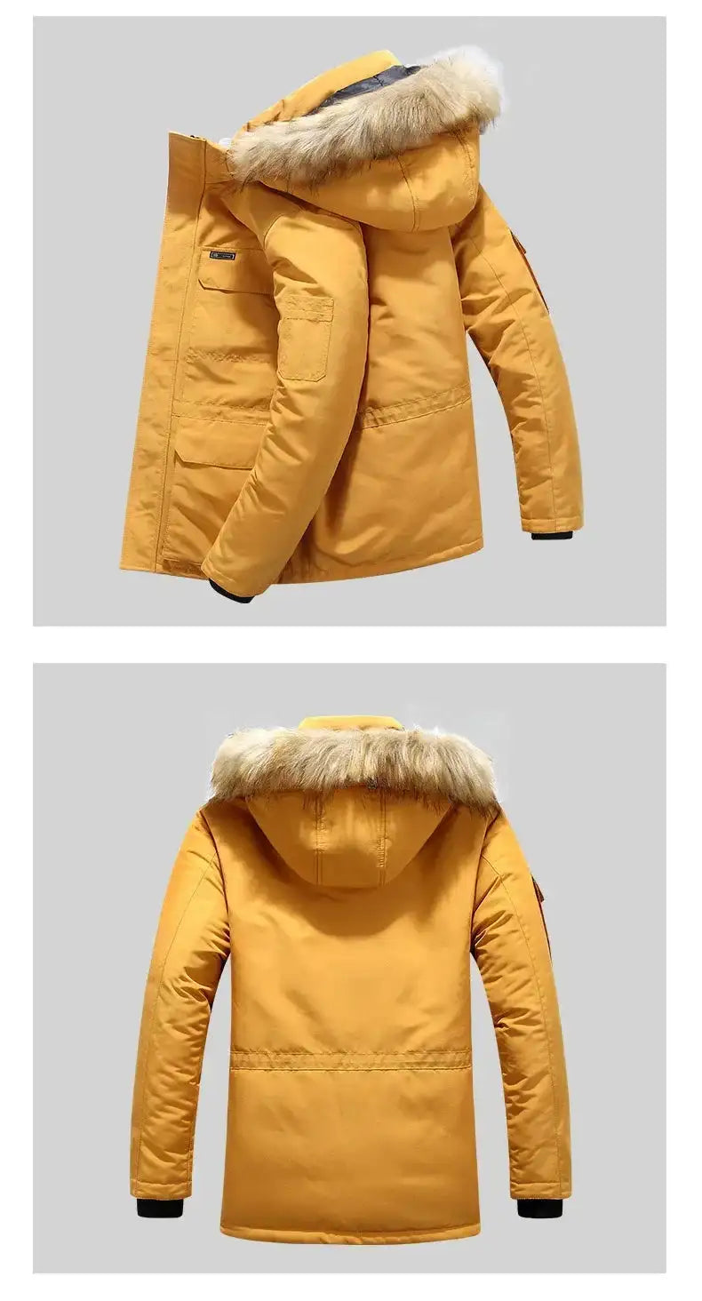 New Men Parkas Coat Windbreaker Big Pockets Wholesale Winter Parkas Men Thicken Coat Fur Hooded Jacket Overcoat Keep Warm Male - Lootquake