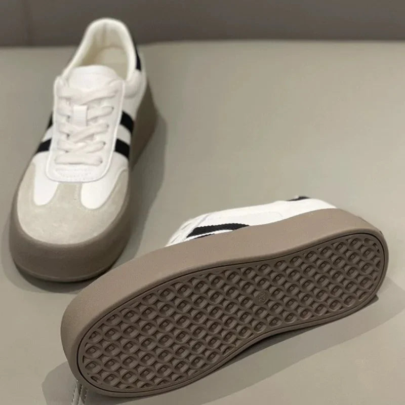 Sports shoes thick sole casual board shoes women 2024 new cowhide everything soft sole inside increase de training shoes - Lootquake