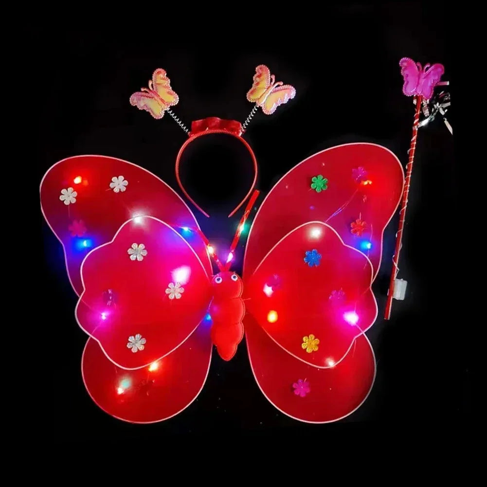 LED Children Costume Props Girls Skirts Angel Luminous Wings Flashing Butterfly Skirt Lights Suit 2-8year Easter Valentines Day - Lootquake