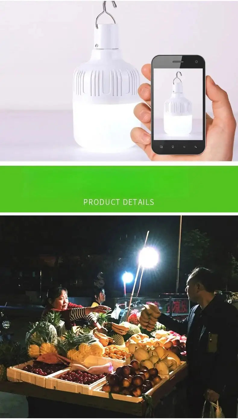 2pcs Rechargeable LED Indoor Outdoor Emergency Hookup Portable Lights with Battery Flashing Lights Barbecue Tent Camping Lights - Lootquake