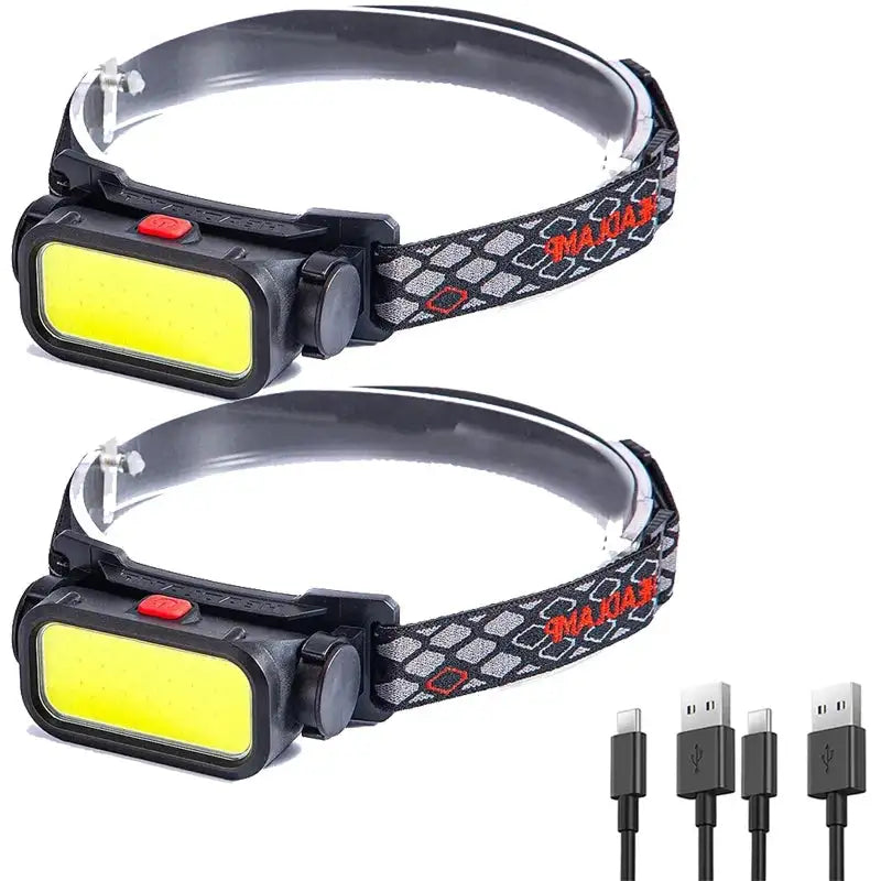COB Headlight Portable Headlamp With Built-in 18650 Battery Flashlight USB Rechargeable Outdoor Camping Fishing Climbing Lantern - Lootquake