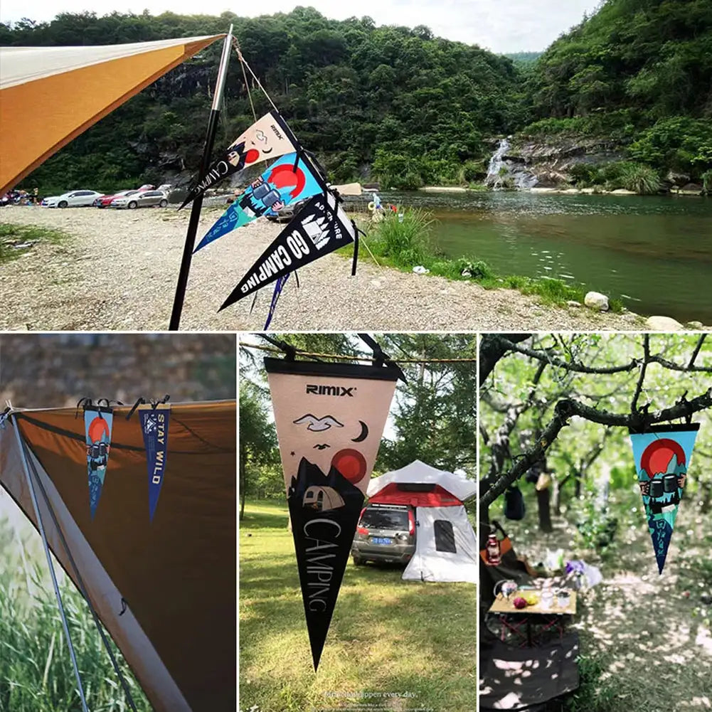 Outdoor Camping Tent Pennant Flags Picnic Canopy Atmosphere Decorations Camp Hanging Flags Holiday Scene Felt Bunting - Lootquake