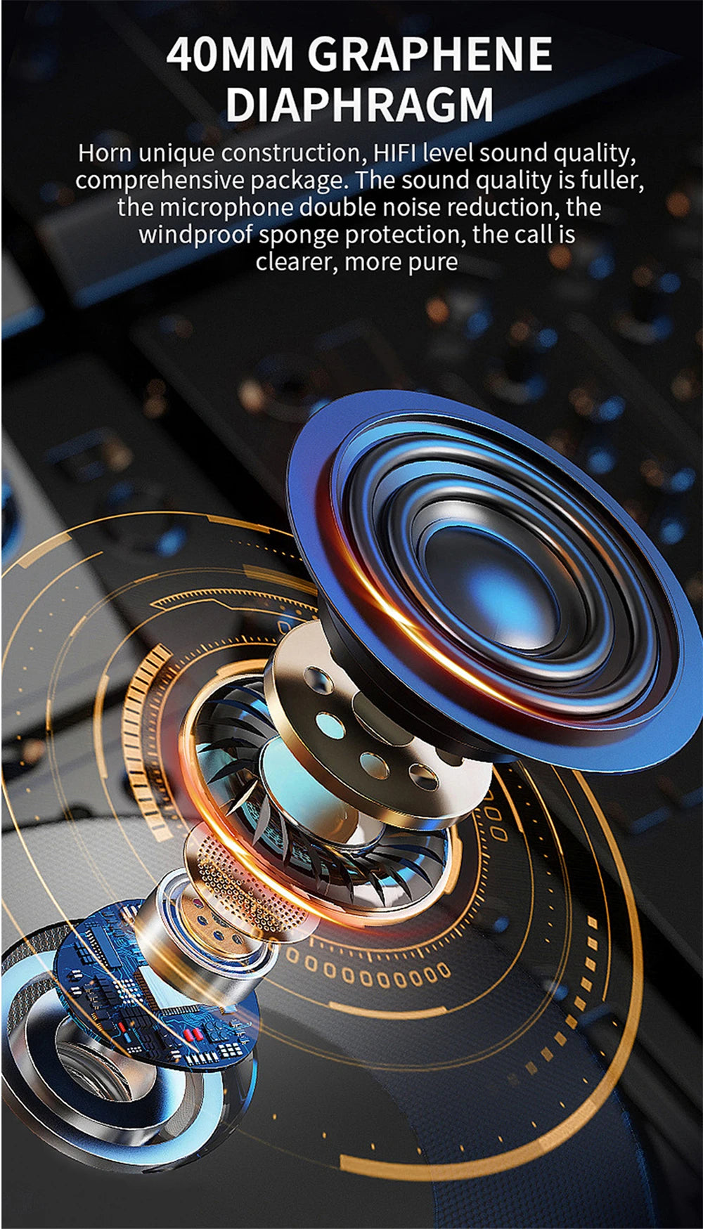 Auriculares inalámbricos Bluetooth 5.3 para casco, manos libres, para motocicleta, impermeables, reproductor de música MP3 y altavoz